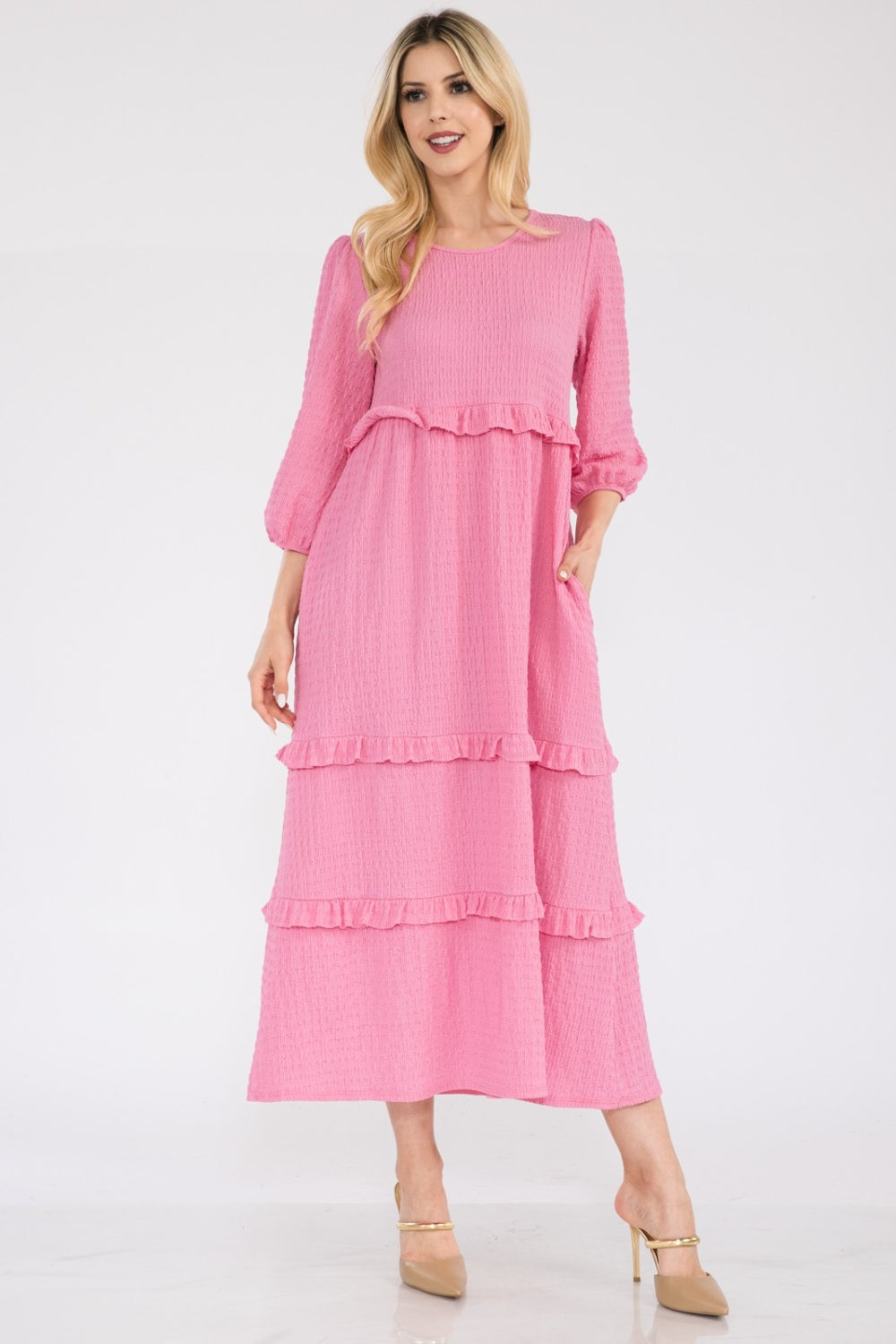 Celeste Full Size Tiered-Ruffle Midi Dress